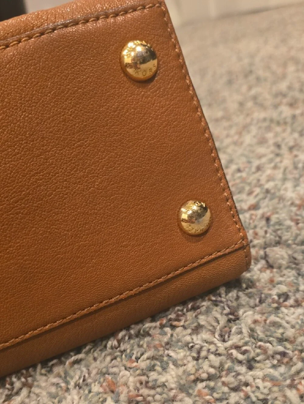 Michael Kors Cognac Leather Satchel with Gold-Tone Lock